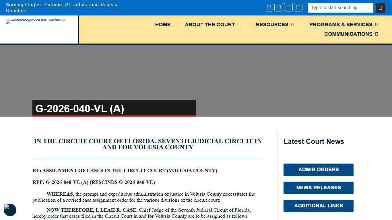 G-2026-040-VL (A) - Seventh Judicial Circuit Court of Florida